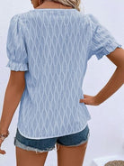 Ruffled Notched Short Sleeve T-Shirt Trendsi