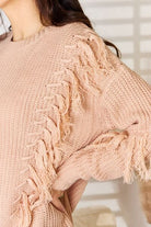 And The Why Tassel Detail Long Sleeve Sweater Trendsi