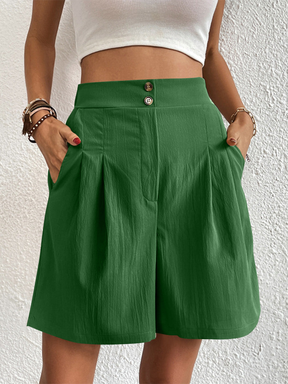 High Waist Shorts with Pockets Trendsi