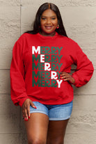 Simply Love Full Size MERRY Long Sleeve Sweatshirt Trendsi