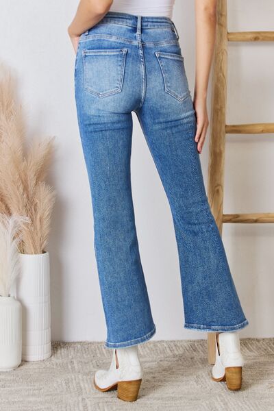 RISEN Full Size High Rise Ankle Flare Jeans Trendsi