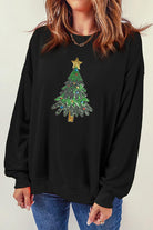 Sequin Christmas Tree Long Sleeve Sweatshirt Trendsi