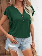 Notched Cap Sleeve T-Shirt Trendsi