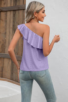 Eyelet One-Shoulder Tank Trendsi