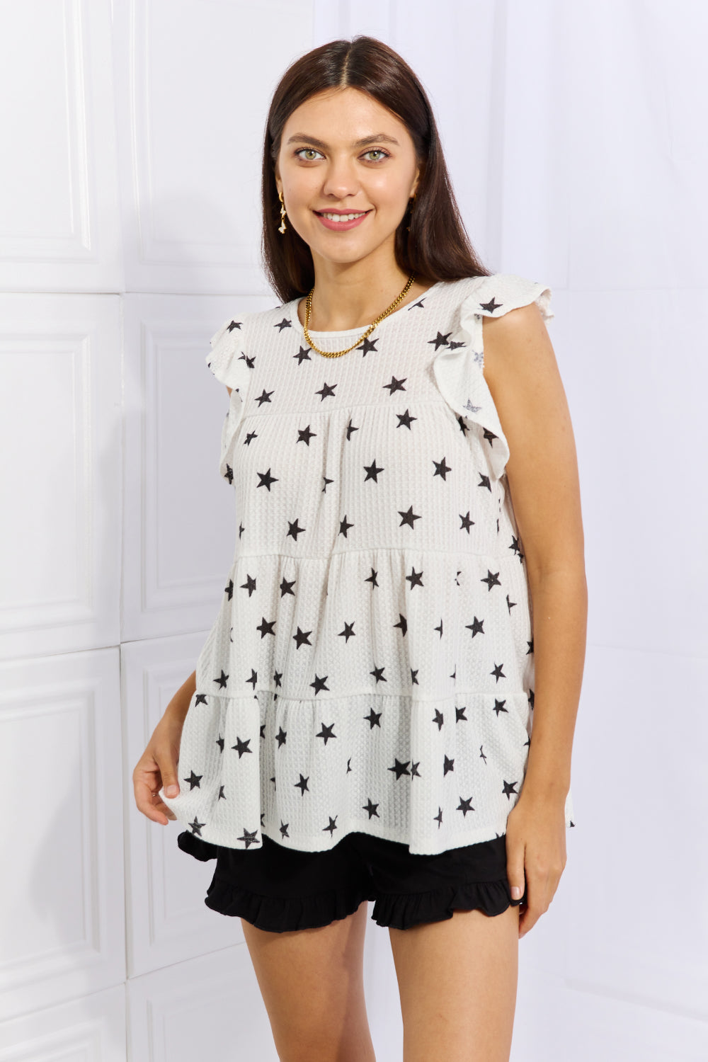 Heimish Shine Bright Full Size Butterfly Sleeve Star Print Top Trendsi