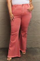 RISEN Bailey Full Size High Waist Side Slit Flare Jeans Trendsi