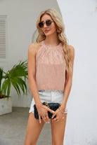 Sequin Grecian Neck Tank Trendsi