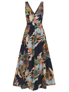 Slit Tied Printed Surplice Dress Trendsi