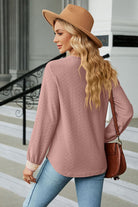 V-Neck Long Sleeve Blouse Trendsi