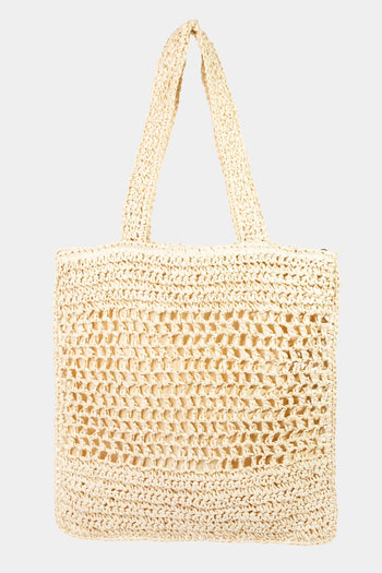 Fame Straw-Paper Crochet Tote Bag Trendsi