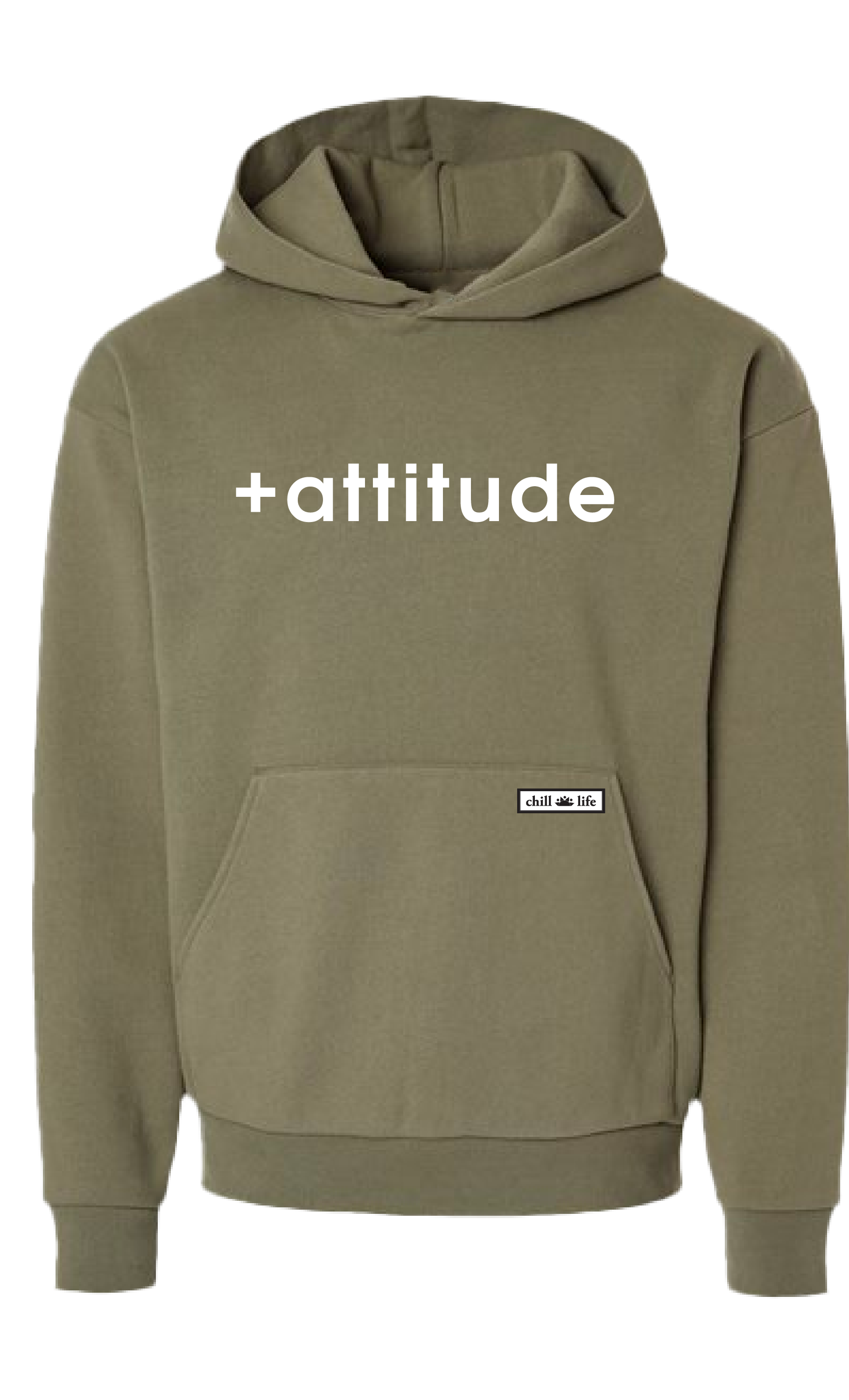 +attitude Hoodie - Olive chill life style