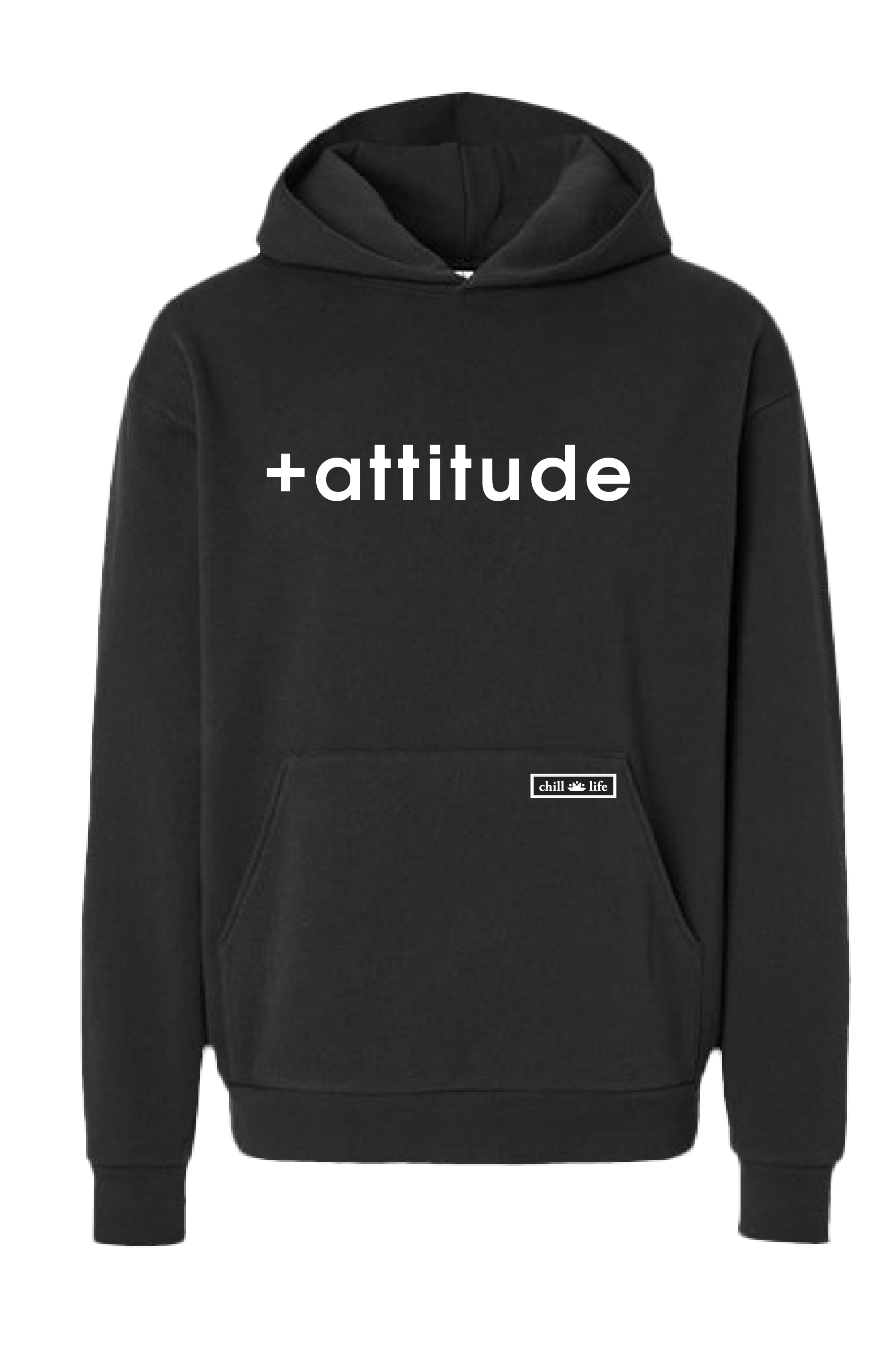 +attitude Hoodie - Black chill life style