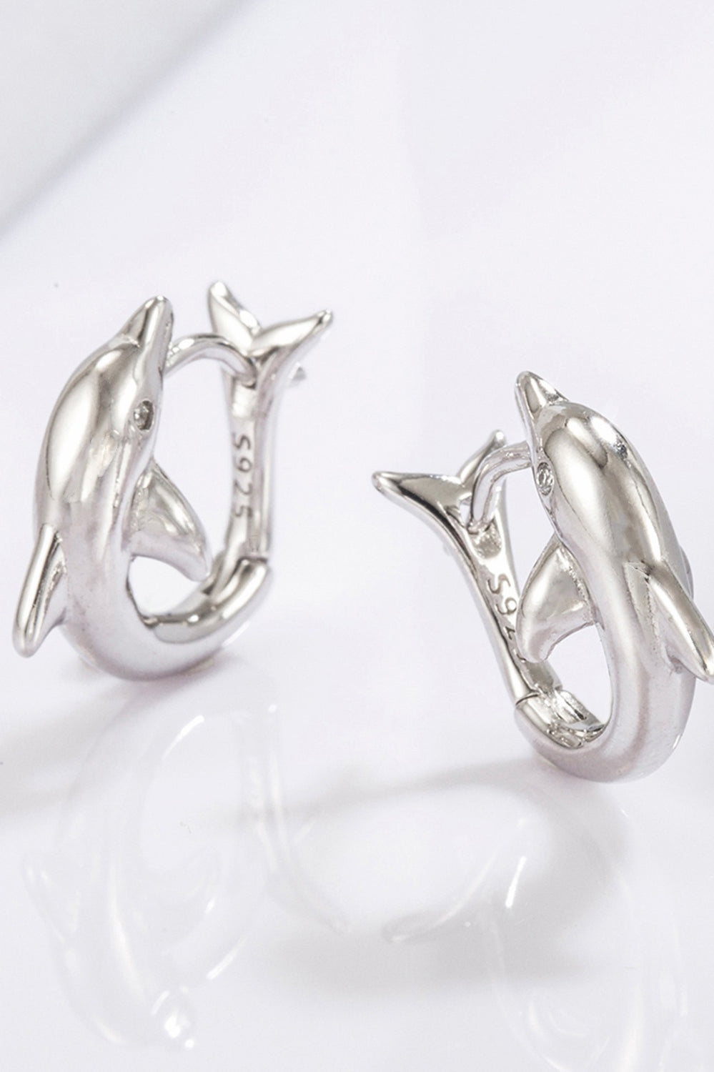 925 Sterling Silver Zircon Dolphin Earrings Trendsi