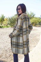 Double Take Full Size Plaid Button Up Lapel Collar Coat Trendsi