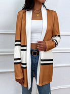 Color Block Open Front Cardigan Trendsi