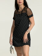 Polka Dot Short Sleeve Mini Dress Trendsi