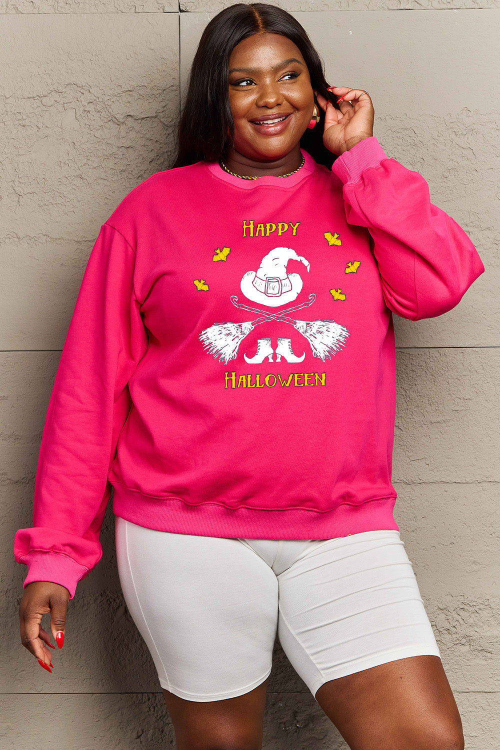 Simply Love Full Size HAPPY HALLOWEEN Graphic Sweatshirt Trendsi