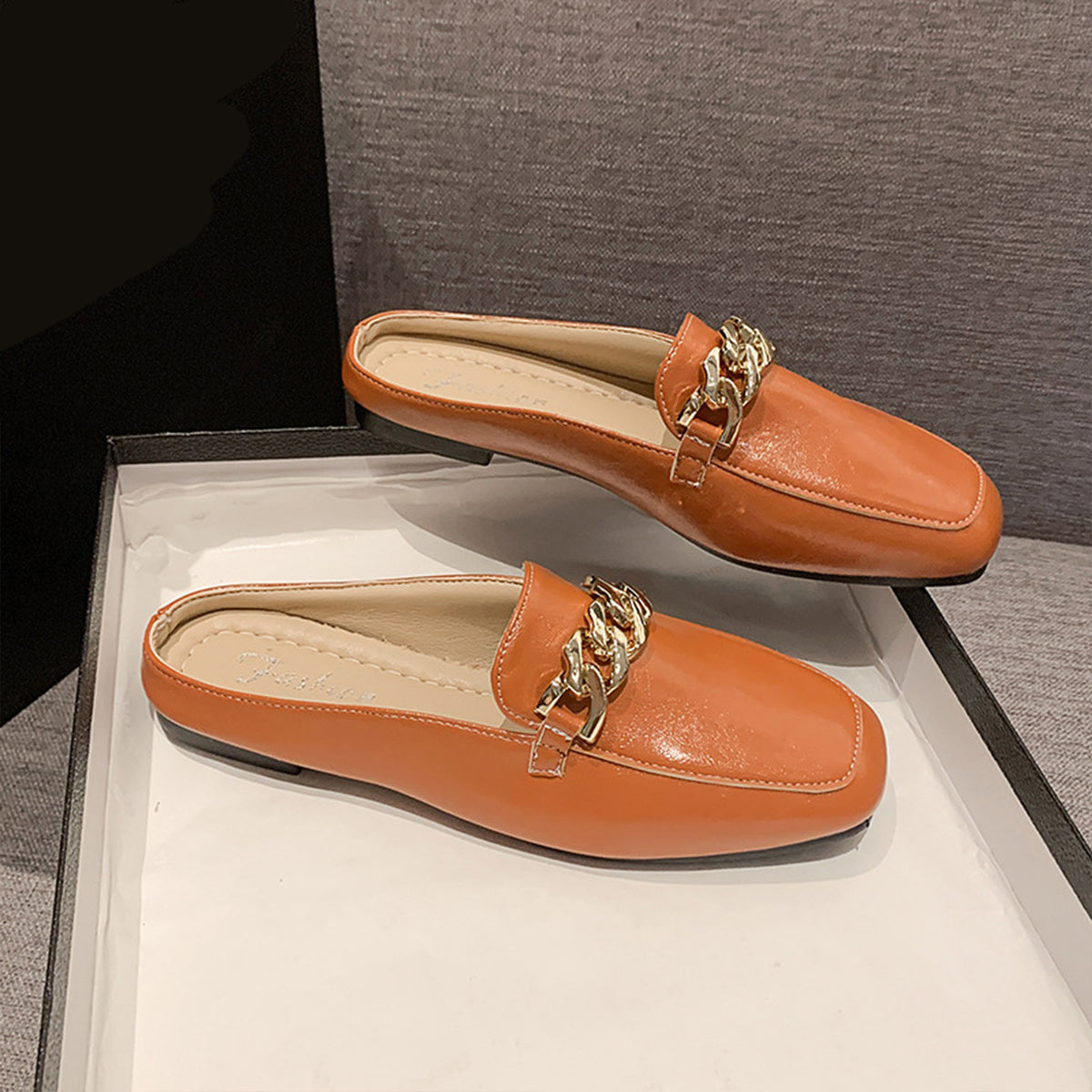 PU Leather Square Toe Flat Loafers Trendsi