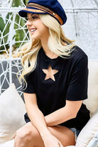 BiBi Star Cutout Short Sleeve T-Shirt Trendsi