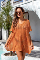 Openwork Slit Scoop Neck Cover Up Trendsi