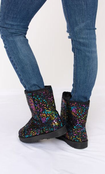 Forever Link Sequin Thermal Flat Boots Trendsi