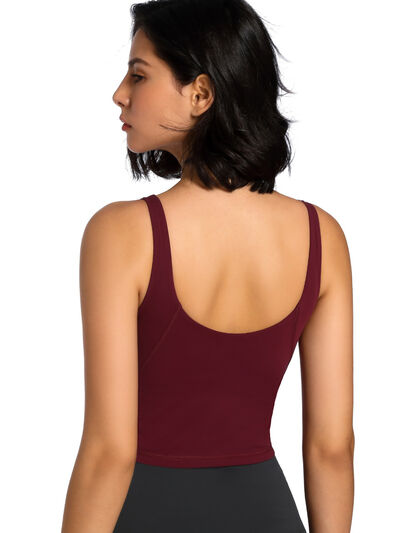 Scoop Neck Wide Strap Active Tank Trendsi