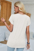 V-Neck Petal Sleeve T-Shirt Trendsi