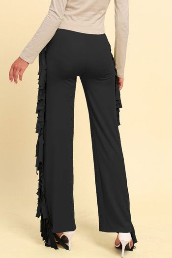 Fringe Trim Wide Leg Pants Trendsi