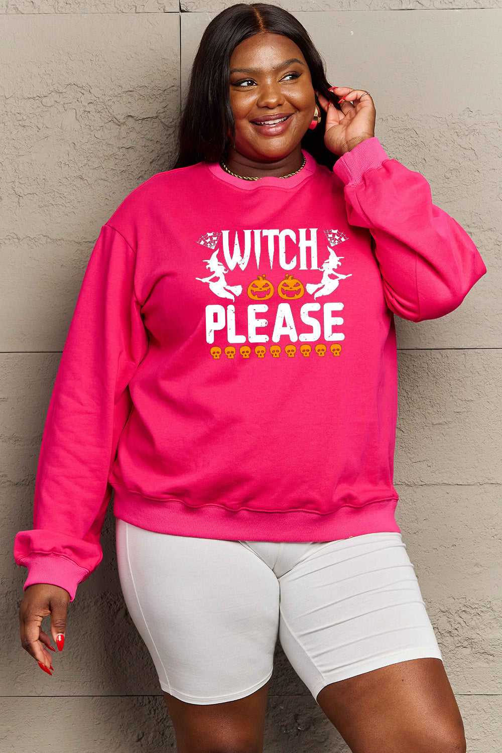 Simply Love Full Size WITCH PLEASE Graphic Sweatshirt Trendsi