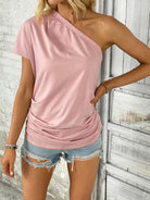 One Shoulder Short Sleeve T-Shirt Trendsi