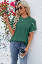 Round Neck Petal Sleeve T-Shirt Trendsi