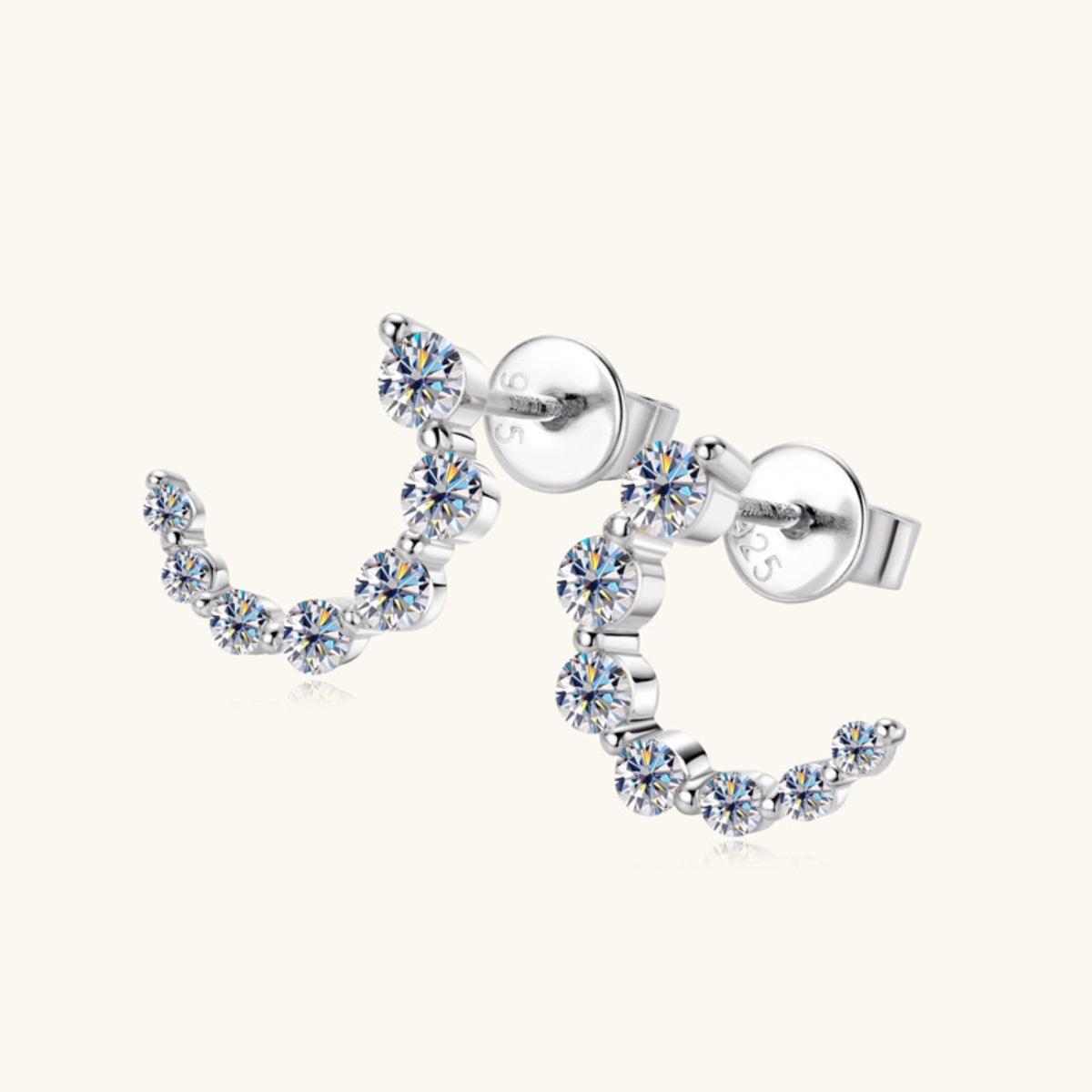 925 Sterling Silver Inlaid Moissanite Stud Earrings Trendsi