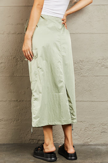 HYFVE Just In Time High Waisted Cargo Midi Skirt Trendsi