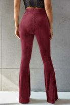 Ribbed High Waist Flare Pants Trendsi