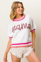 BiBi MAMA Contrast Trim Short Sleeve Sweater Trendsi