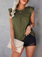 Ruffled Round Neck Cap Sleeve T-Shirt Trendsi