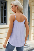 Eyelet Scoop Neck Ruched Cami Trendsi