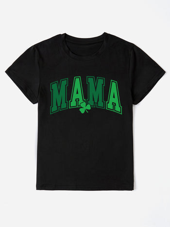 MAMA Round Neck Short Sleeve T-Shirt Trendsi