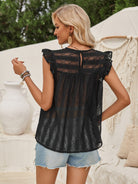 Ruffled Round Neck Cap Sleeve Blouse Trendsi