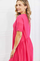 BOMBOM Another Day Swiss Dot Casual Dress in Fuchsia BOMBOM