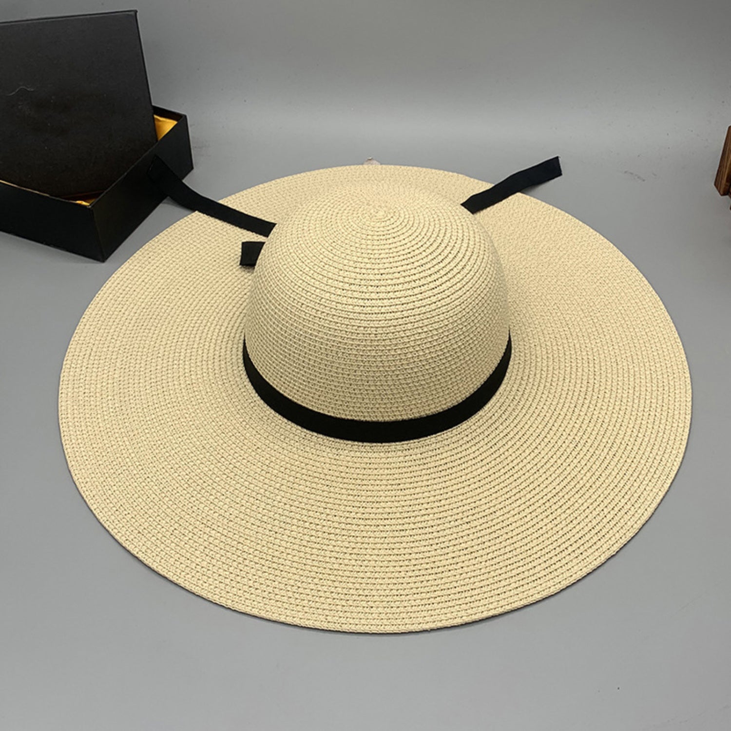 Bow Paper Braided Wide Brim Hat Trendsi