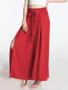 Tied Slit Wide Leg Pants Trendsi