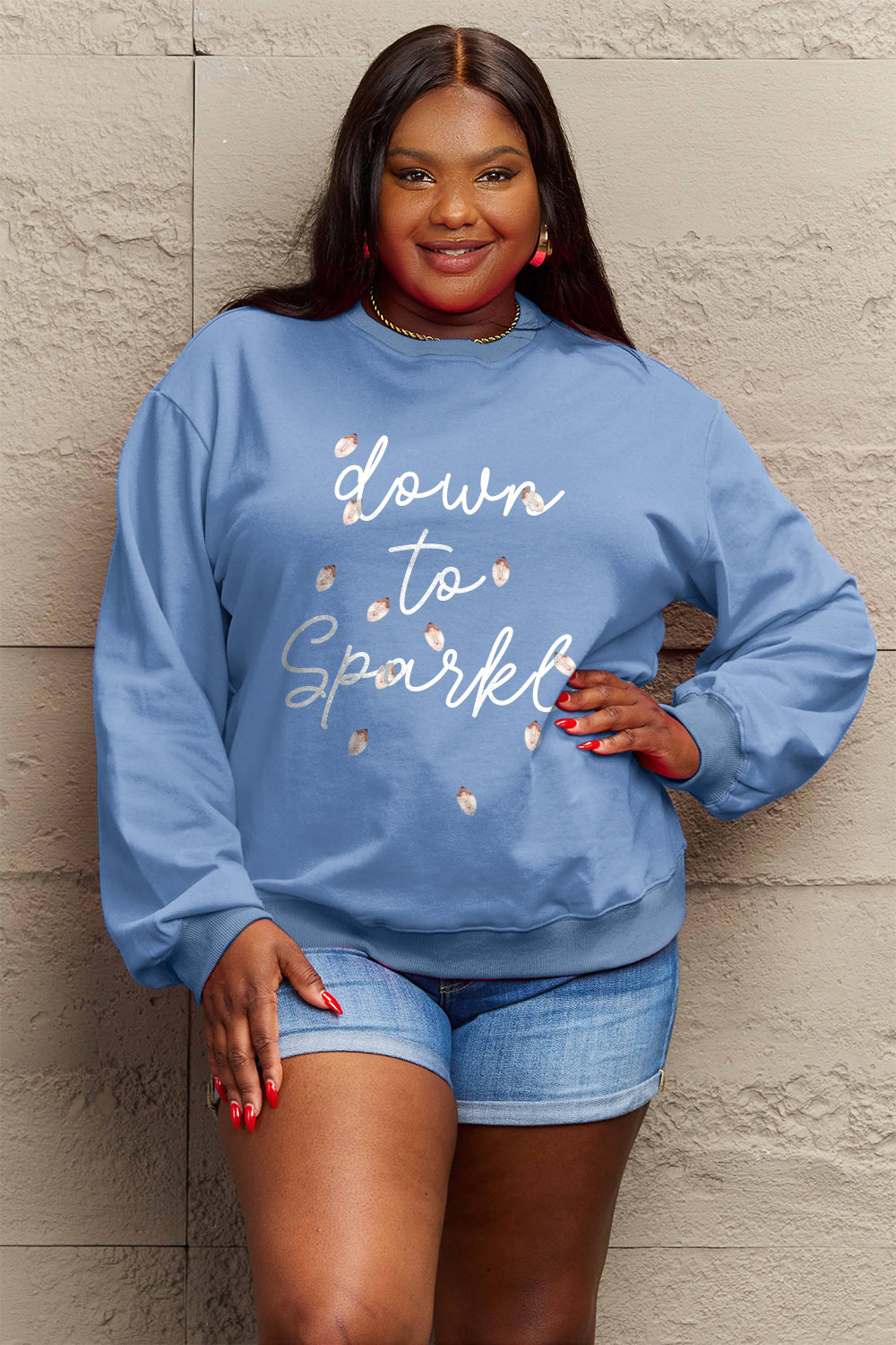 Simply Love Full Size Letter Graphic Long Sleeve Sweatshirt Trendsi