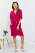 BOMBOM Sunday Brunch Button Down Midi Dress in Magenta BOMBOM