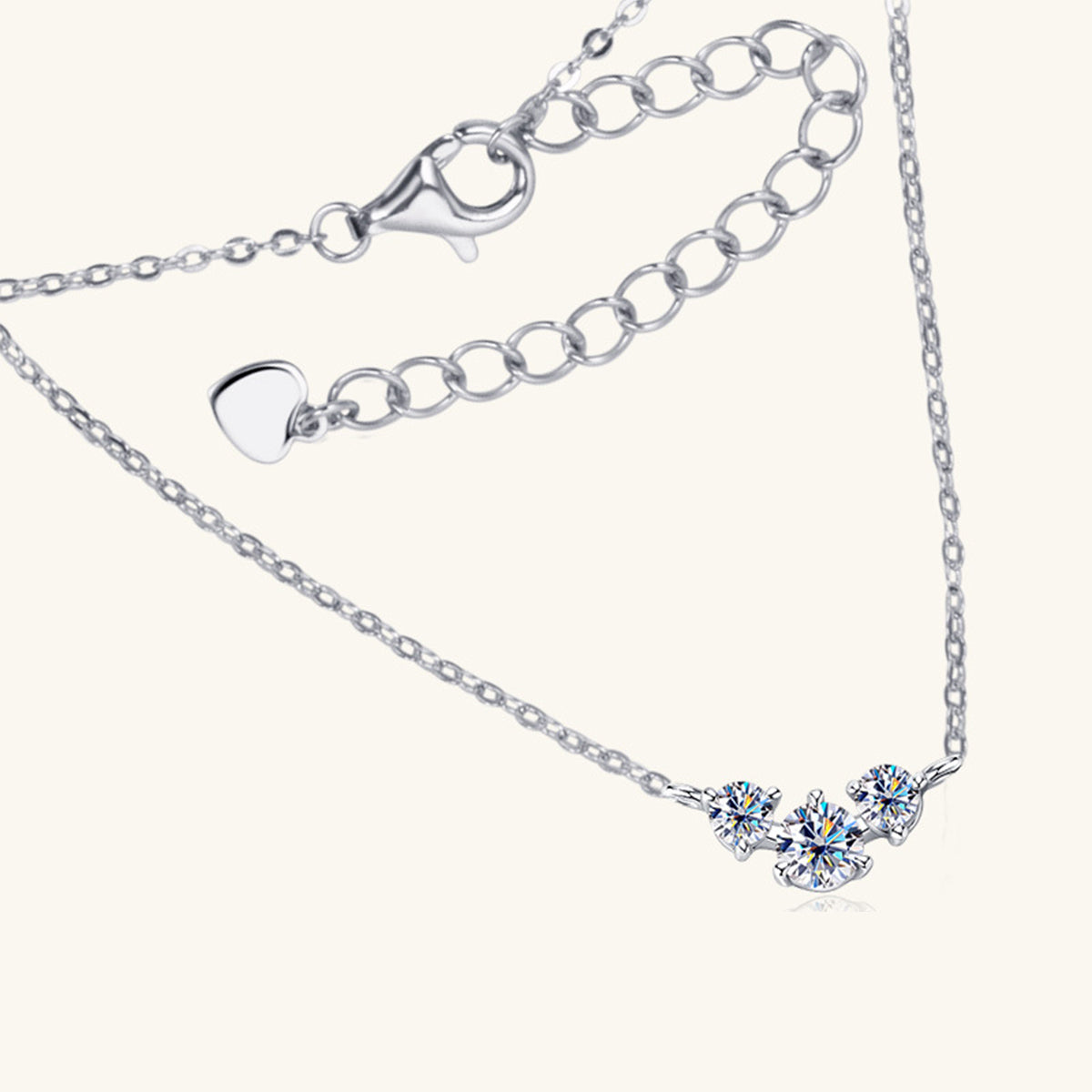 925 Sterling Silver Inlaid Moissanite Necklace Trendsi