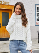 Turtle Neck Cable-Knit Sweater Trendsi
