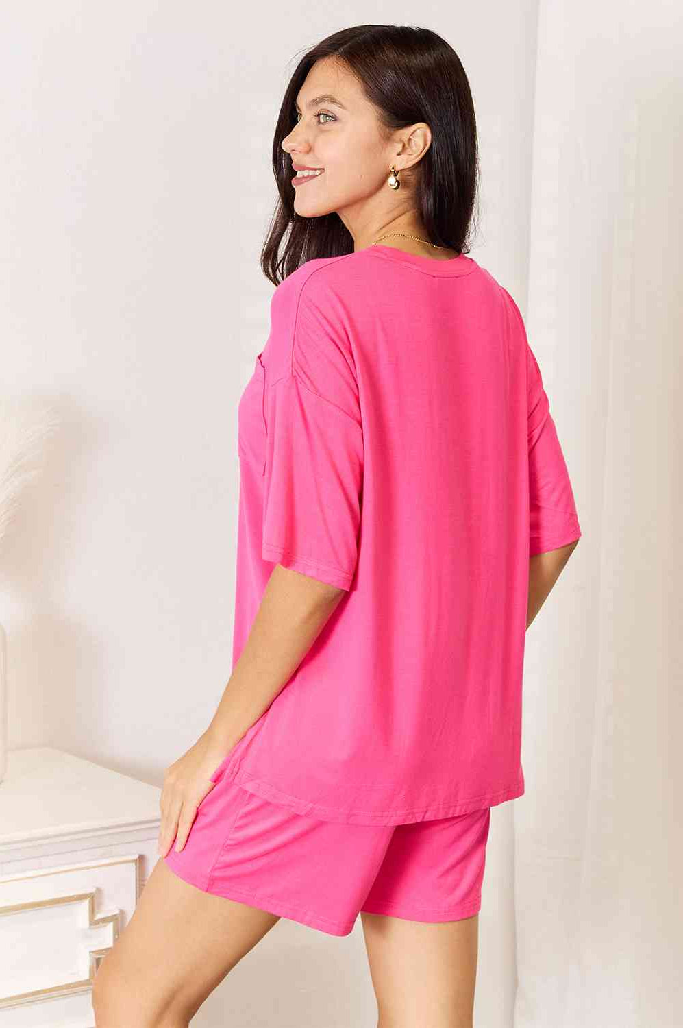 Basic Bae Full Size Soft Rayon Half Sleeve Top and Shorts Set Trendsi