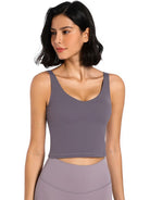 Scoop Neck Wide Strap Active Tank Trendsi