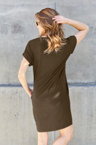 Basic Bae Full Size Round Neck Short Sleeve Dress with Pockets Trendsi