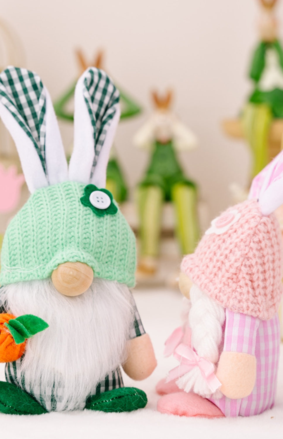 Easter Plaid Knitted Hat Faceless Doll with Rabbit Ears Trendsi